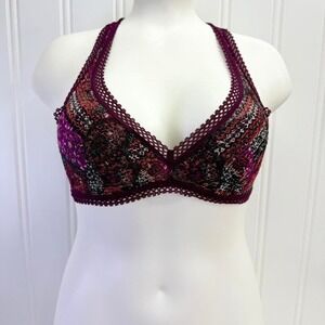 Victoria's Secret Lace Bralette Small Purple Pink Racerback Wireless Bra Top‎